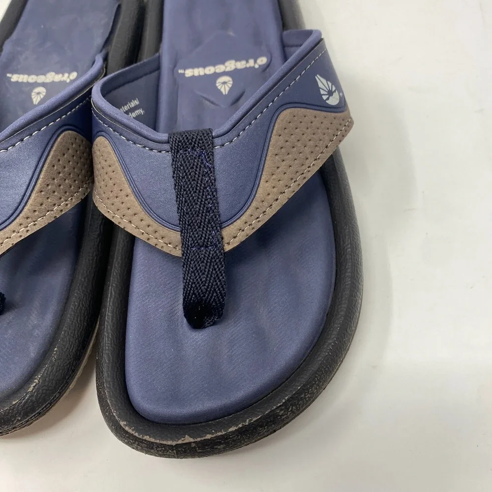 O'rageous Blue Brown Flip Flop Sandals Orageous Youth Boys Size 4‎